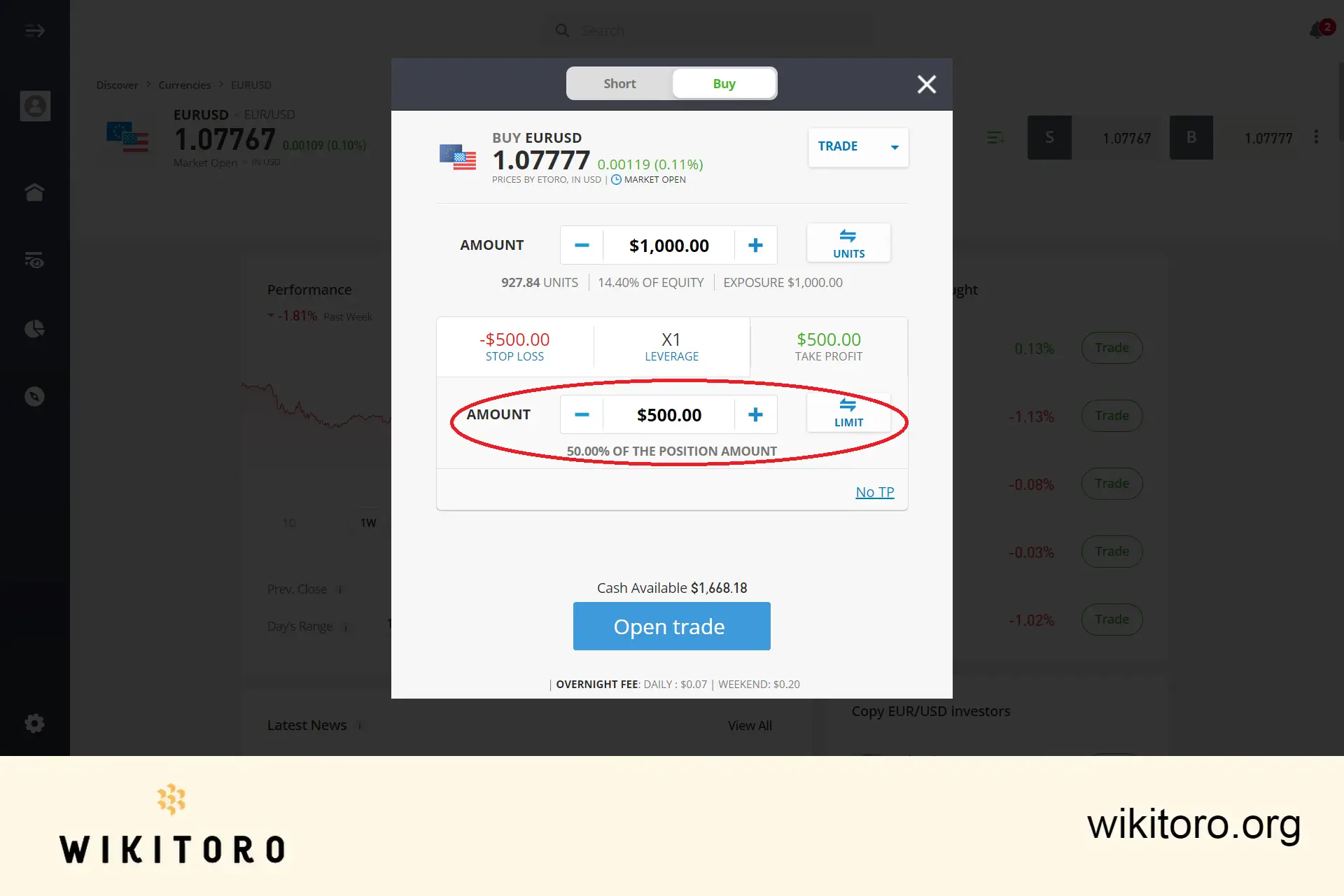 Ställa in en eToro Take Profit