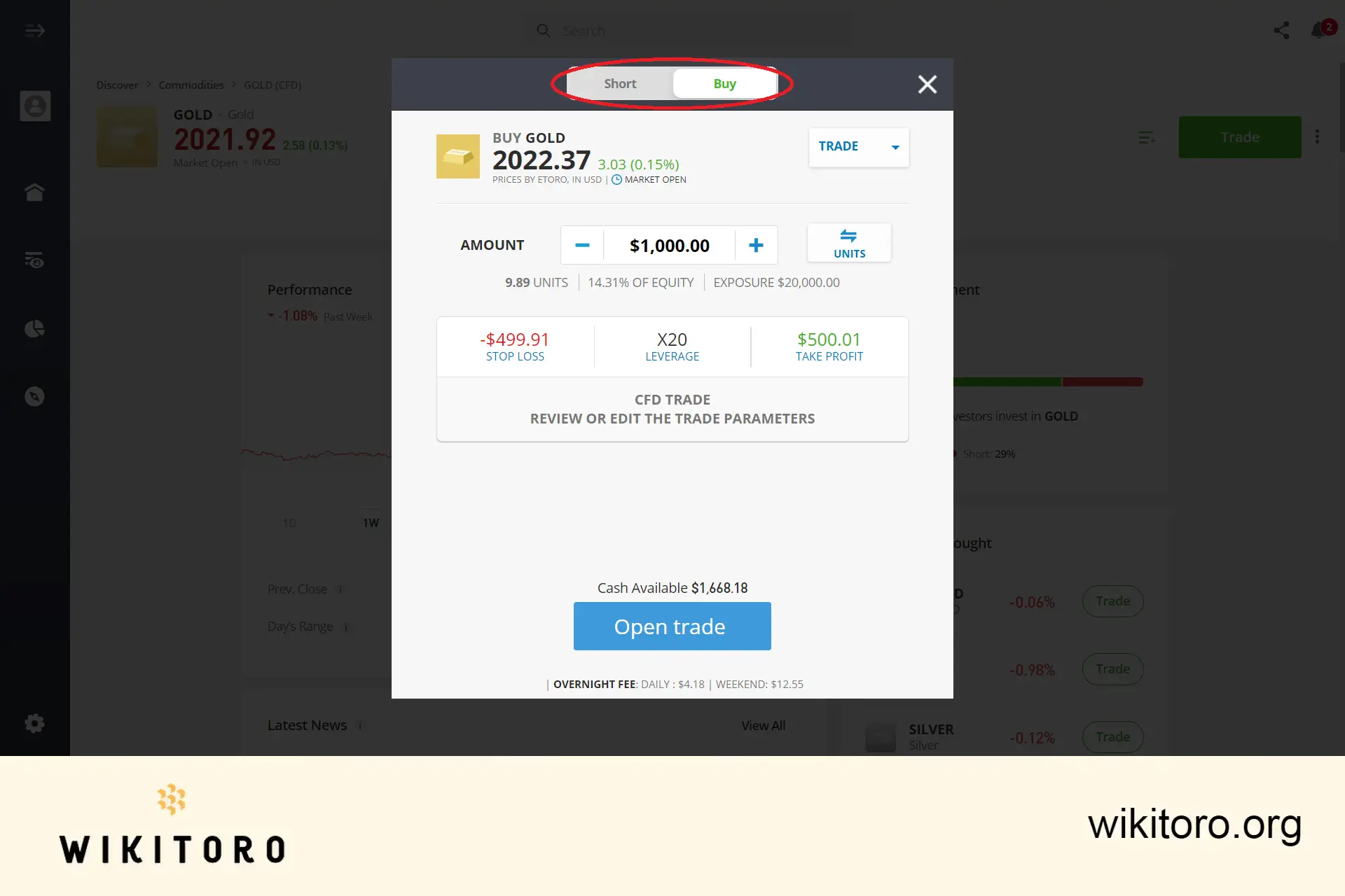Blankning vid köp av guld på eToro