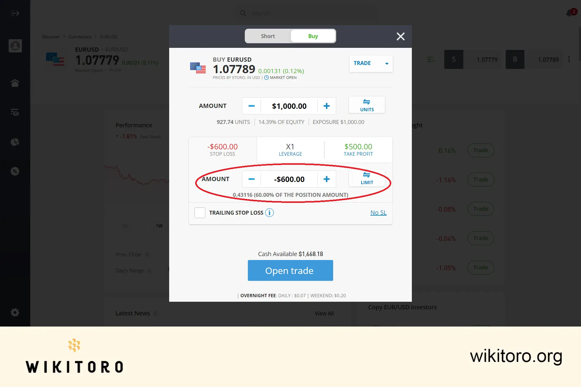 Ställa in en eToro Stop Loss