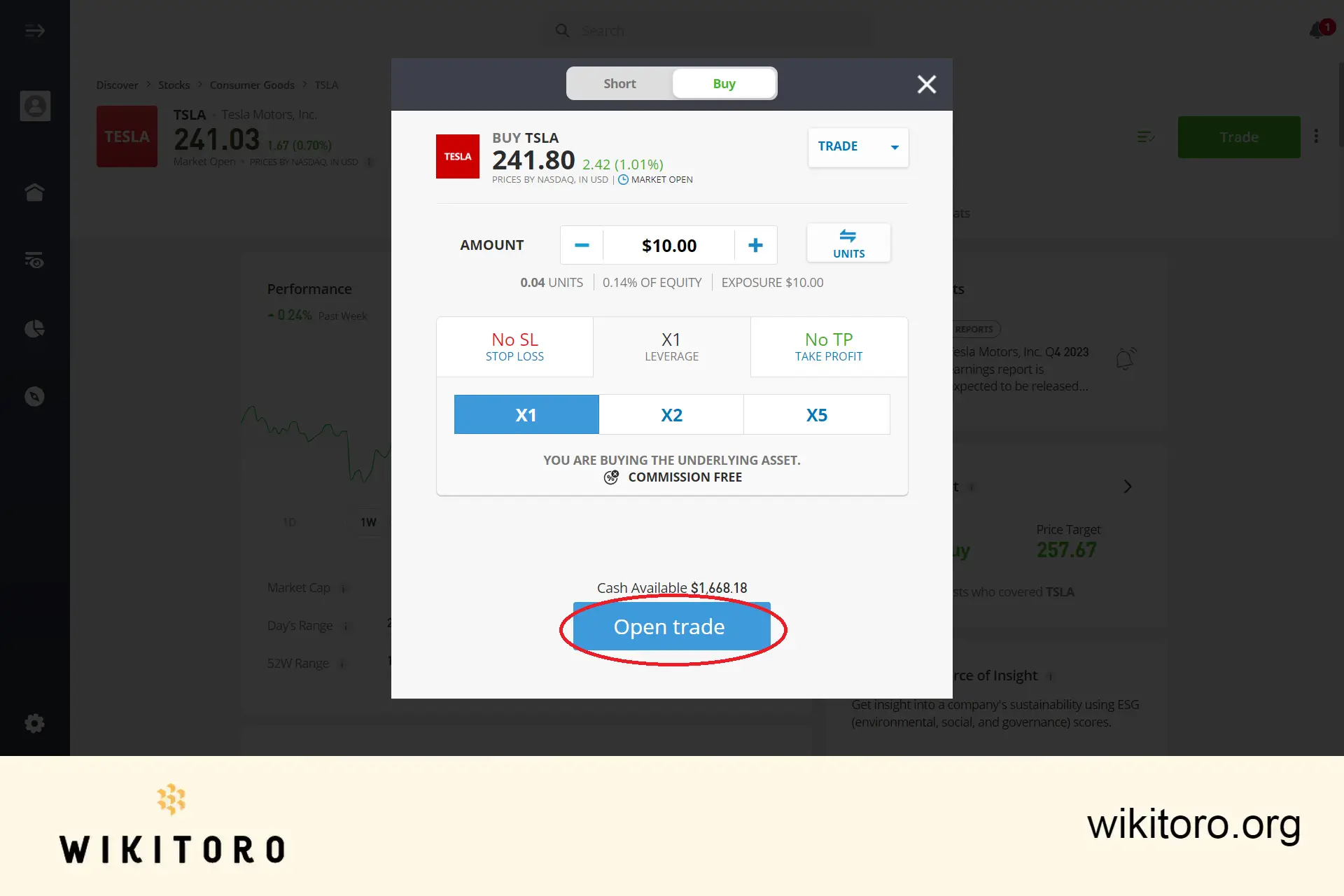 Utför eToro Tesla-aktiehandel