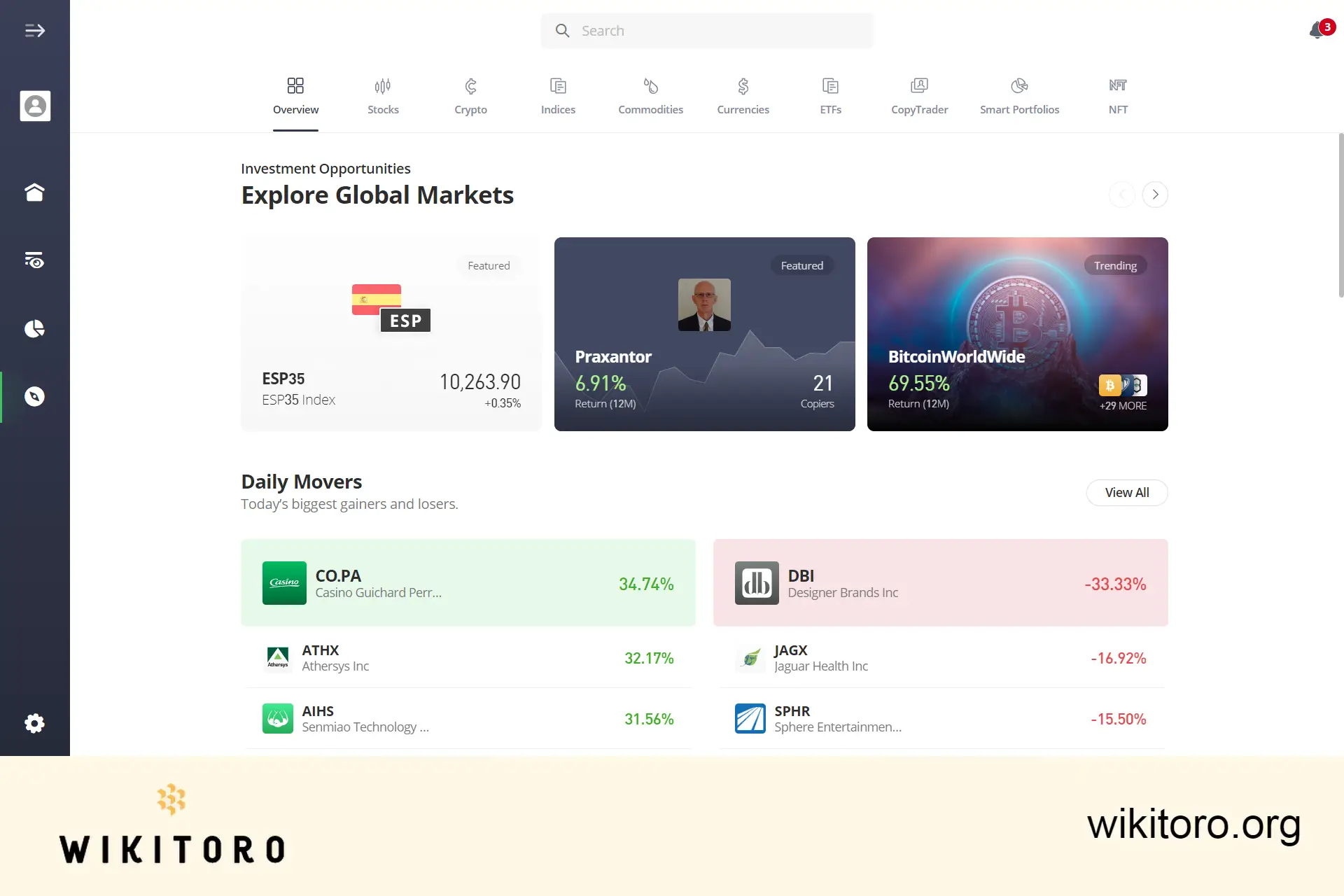 eToro Discover handelssida