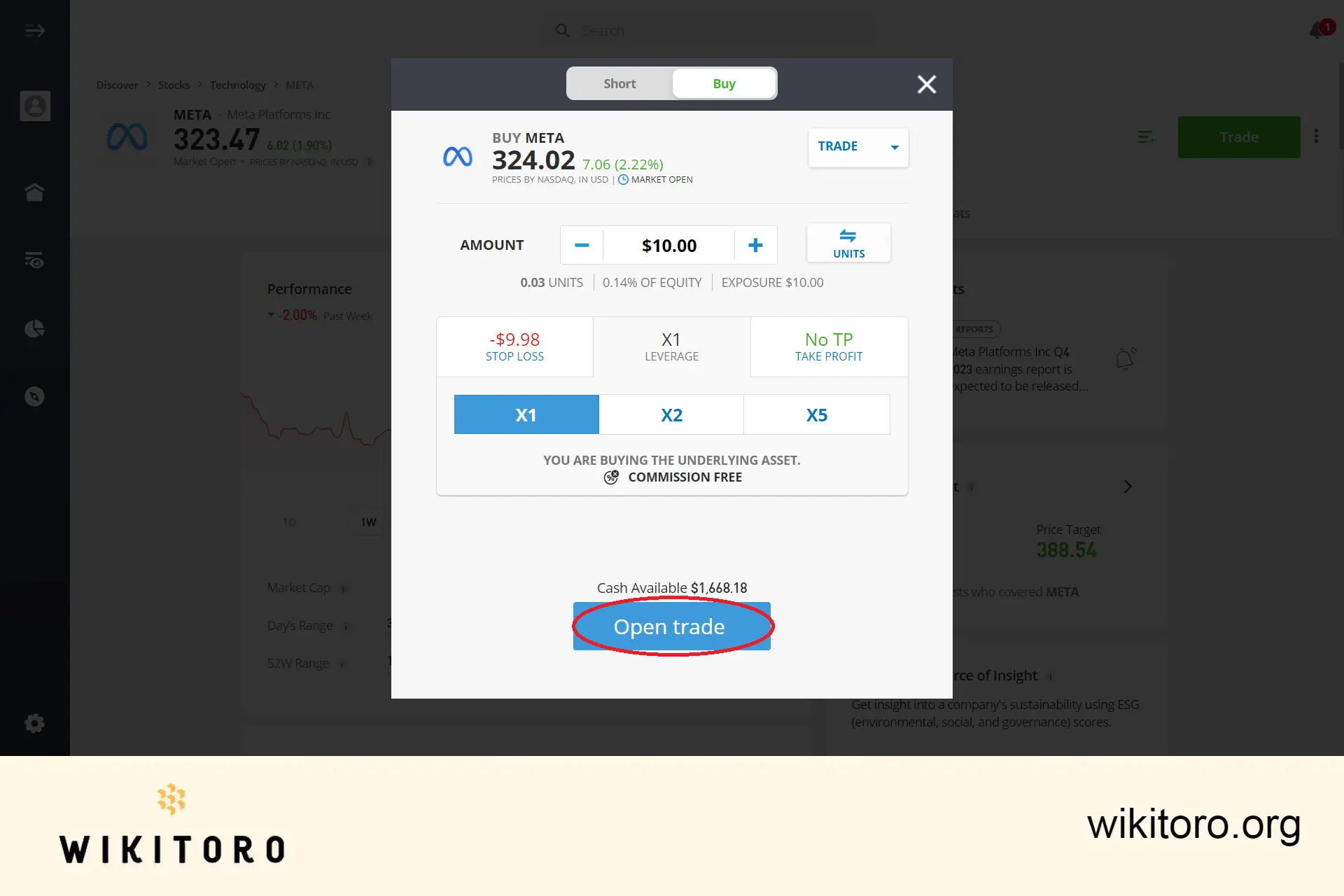 Utför eToro Meta aktiehandel